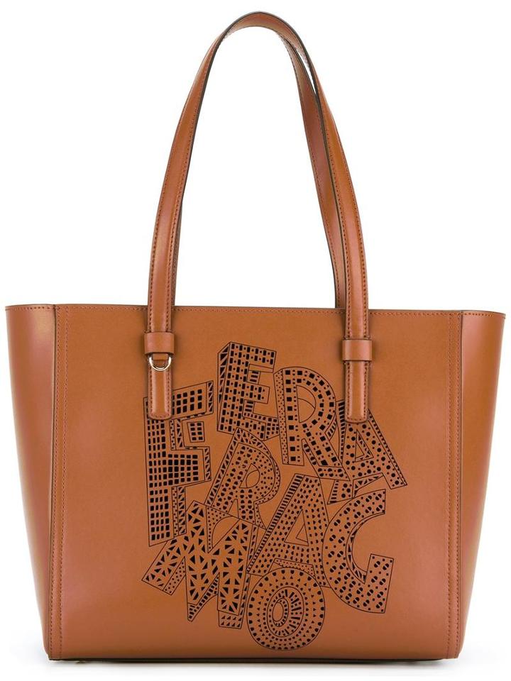 Salvatore Ferragamo Bonnie Tote, Women's, Brown, Calf Leather