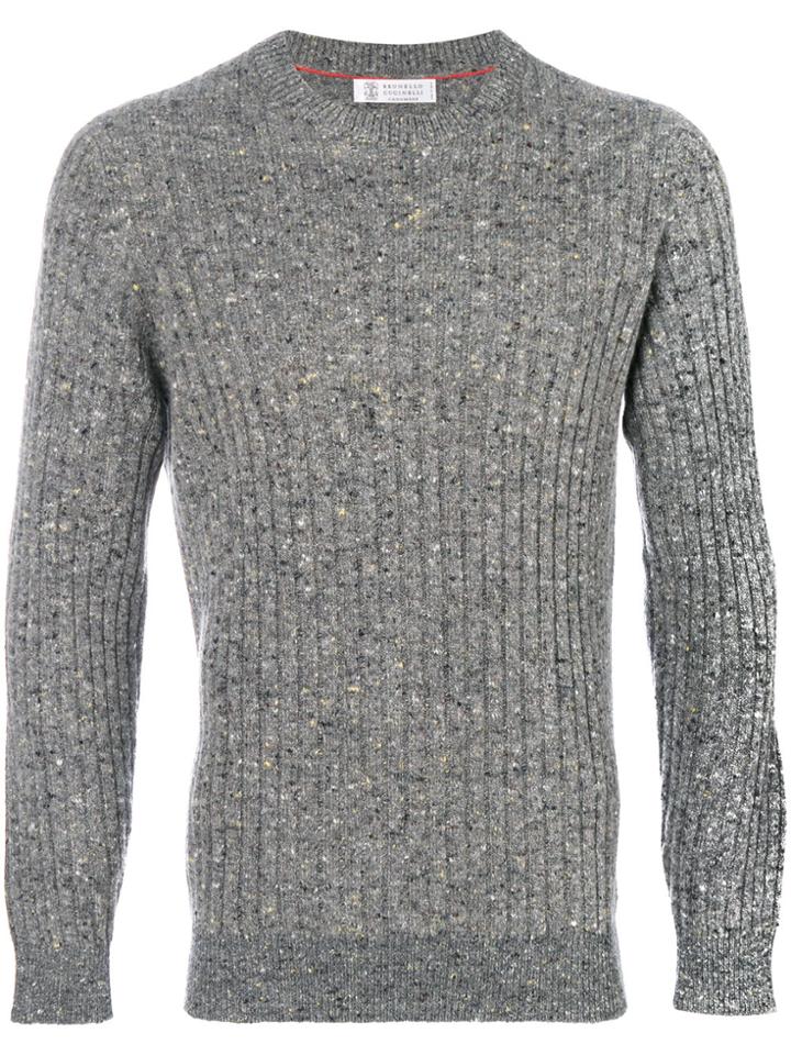 Brunello Cucinelli Ribbed Slim-fit Jumper - Brown