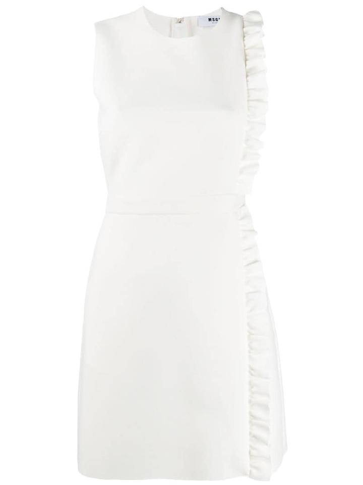 Msgm Ruffle Trim Mini Dress - White