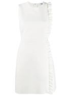 Msgm Ruffle Trim Mini Dress - White