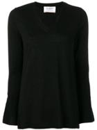 Snobby Sheep Trumpet Sleeve V-neck Sweater - Black