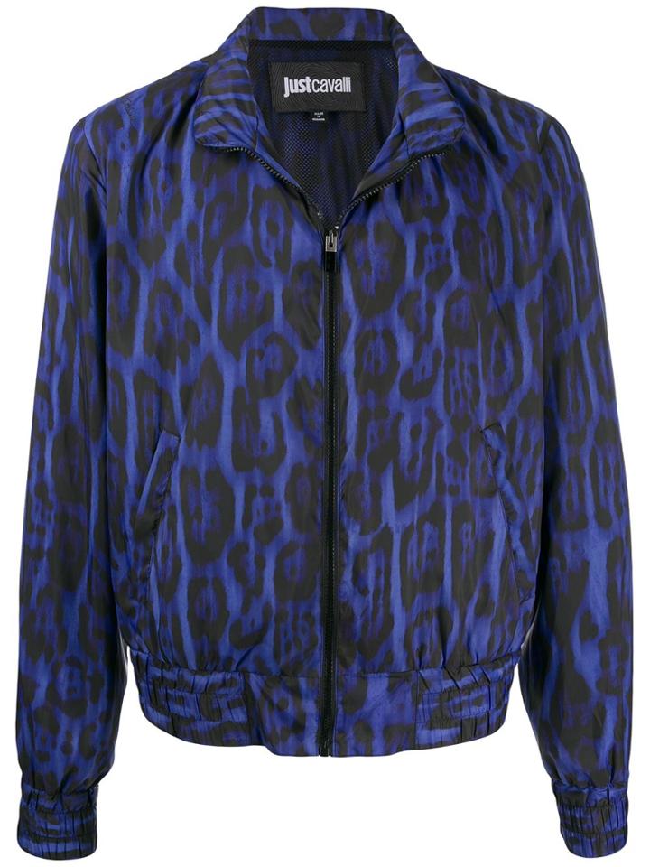 Just Cavalli Leopard-print Zip-up Jacket - Black