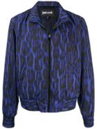 Just Cavalli Leopard-print Zip-up Jacket - Black