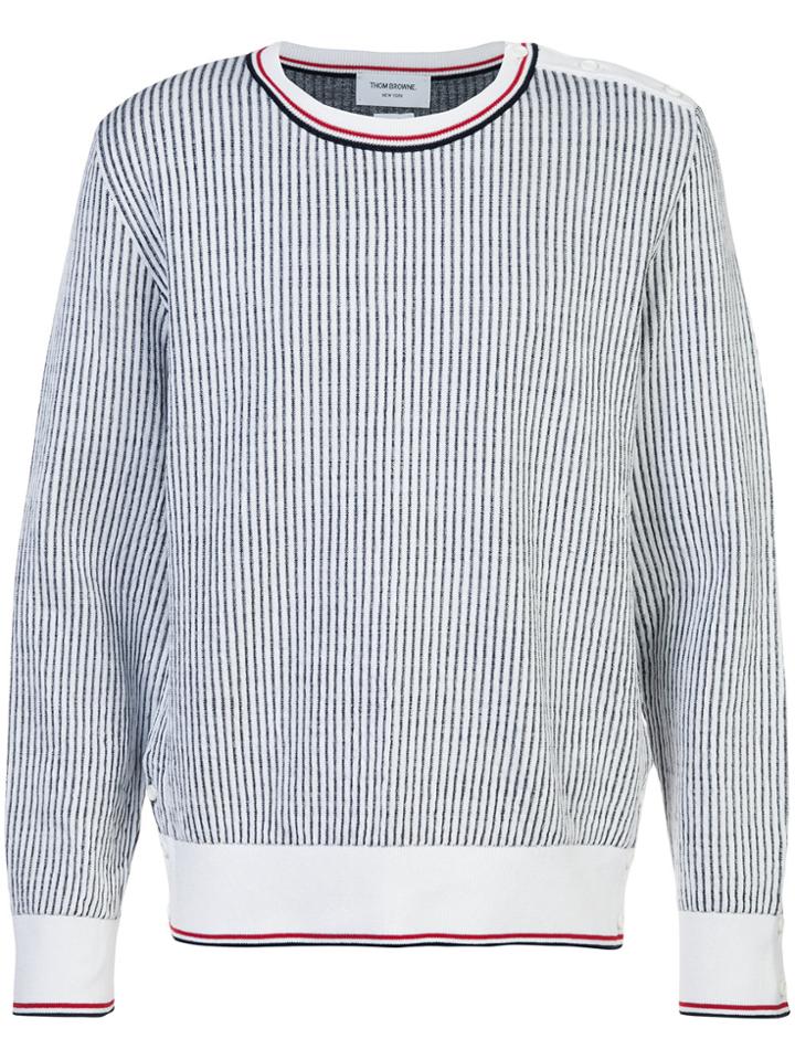 Thom Browne Shoulder Fastening Striped Jumper - White