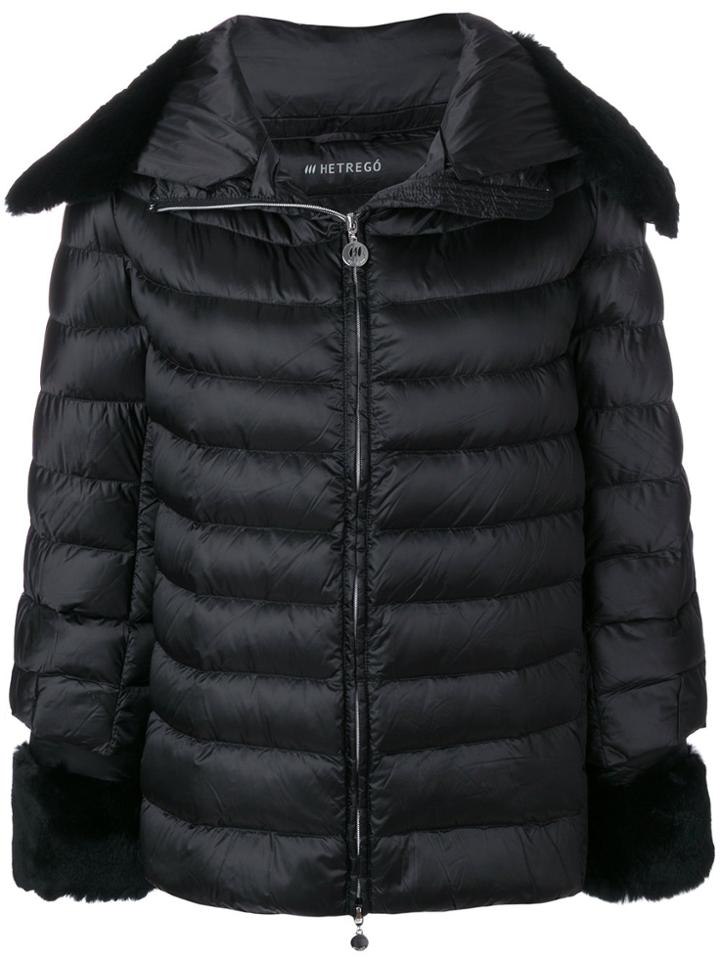 Hetregò Fur Trim Puffer Jacket - Black