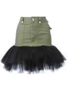 Unravel Project Tulle Hem Skirt, Women's, Size: 42, Green, Cotton/nylon