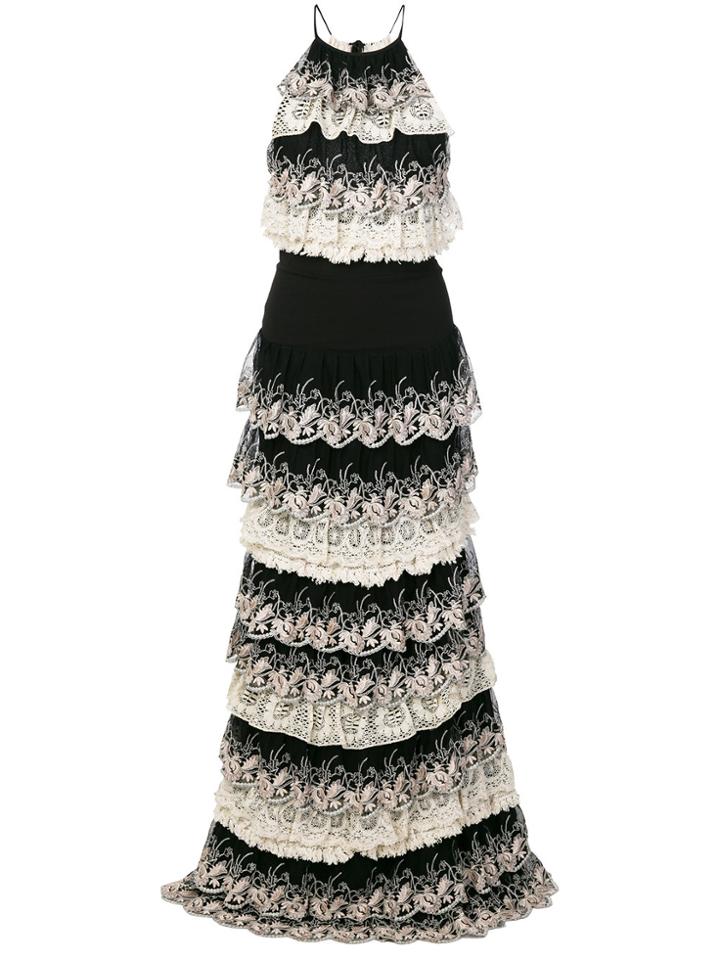 Just Cavalli Lace Trim Tiered Dress - Black