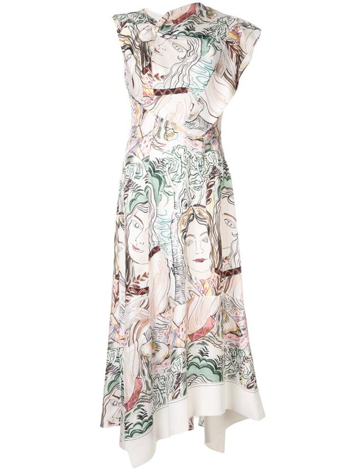 3.1 Phillip Lim Twisted Printed Asymmetric Dress - White