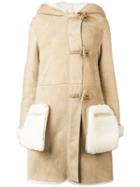 Golden Goose Hooded Shearling Coat - Neutrals