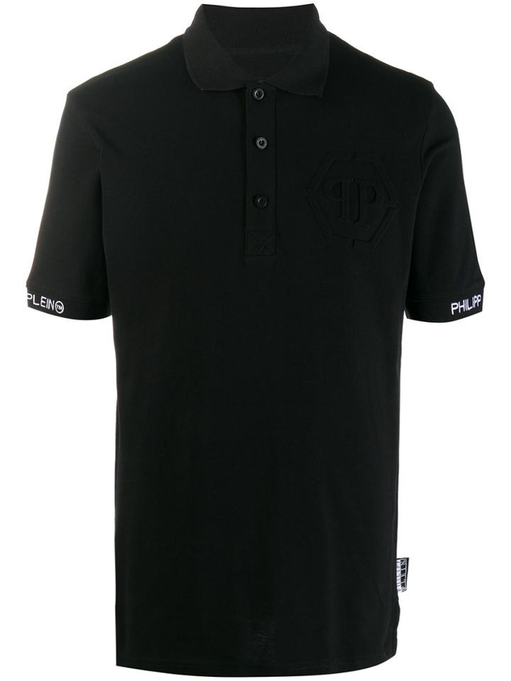 Philipp Plein Logo Embroidered Polo Shirt - Black