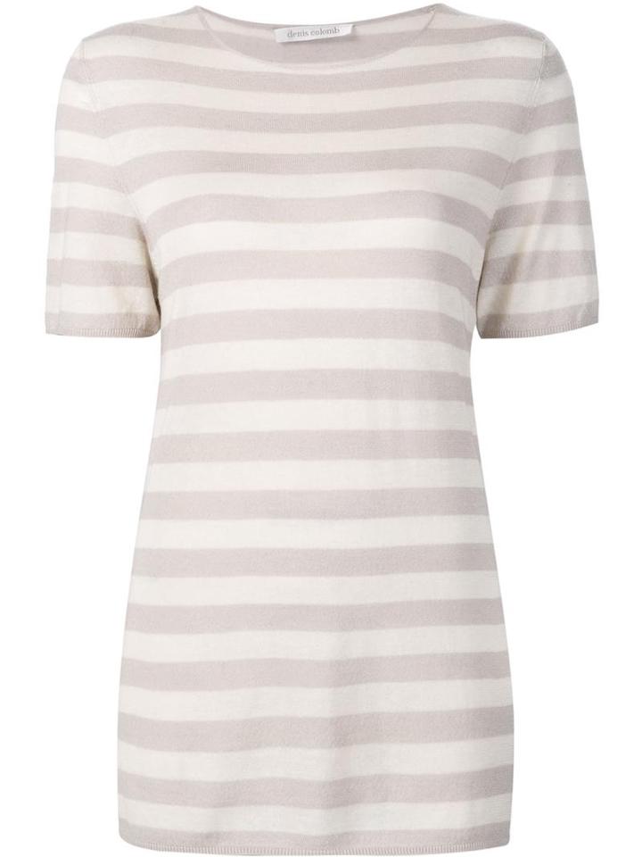 Denis Colomb Short Sleeved Striped Sweatshirt, Women's, Size: Medium, Nude/neutrals, Cashmere/silk