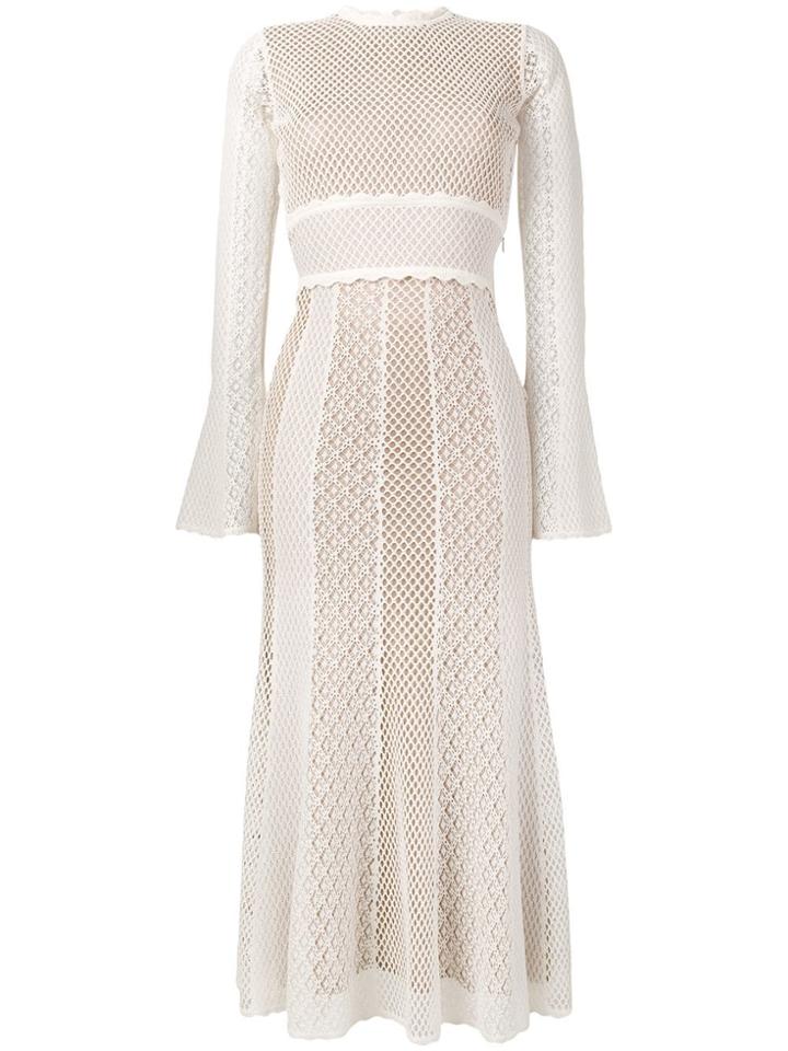 Alexander Mcqueen Embroidered Midi Dress - Neutrals