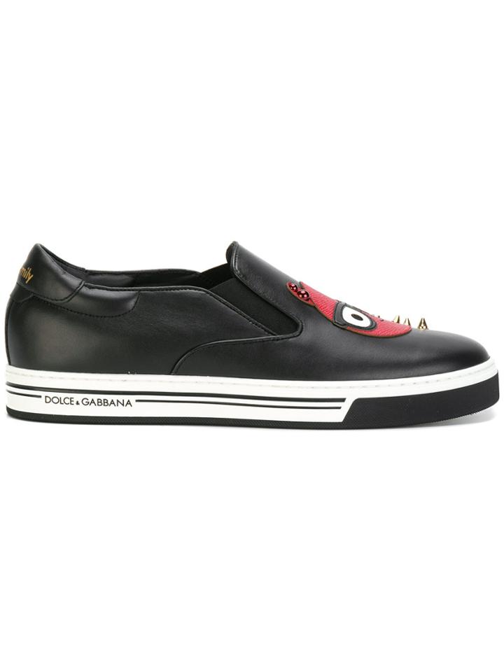 Dolce & Gabbana Devil Designer Patch Sneakers - Black