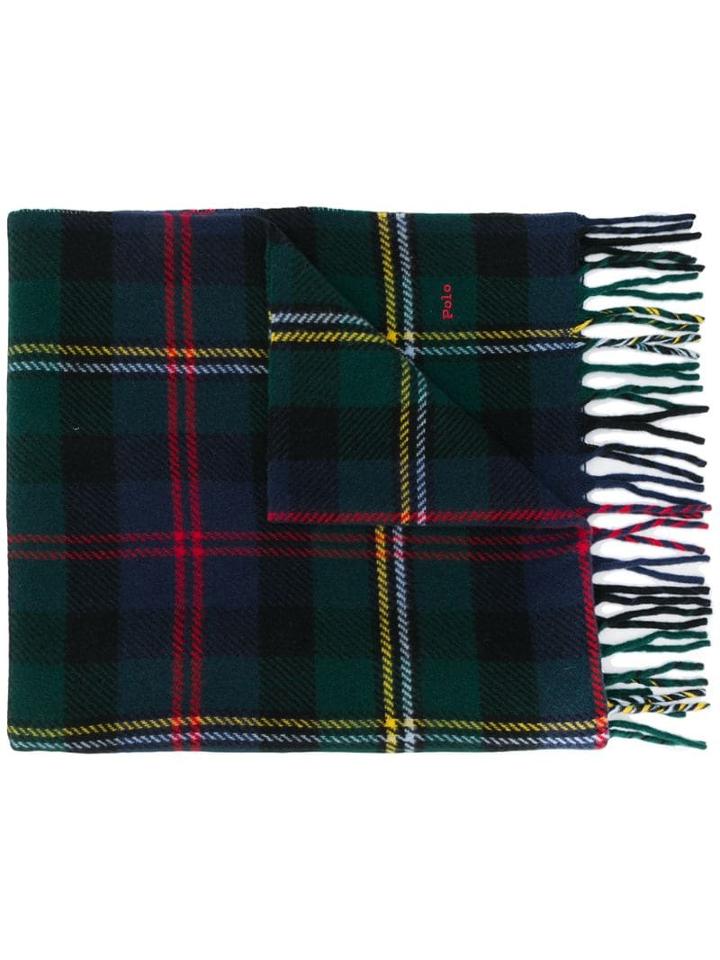 Ralph Lauren Tartan Fringed Scarf - Green