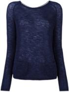 Sun 68 Back Buttoned Fine Knit Jumper, Women's, Size: Large, Blue, Polyamide/alpaca/merino