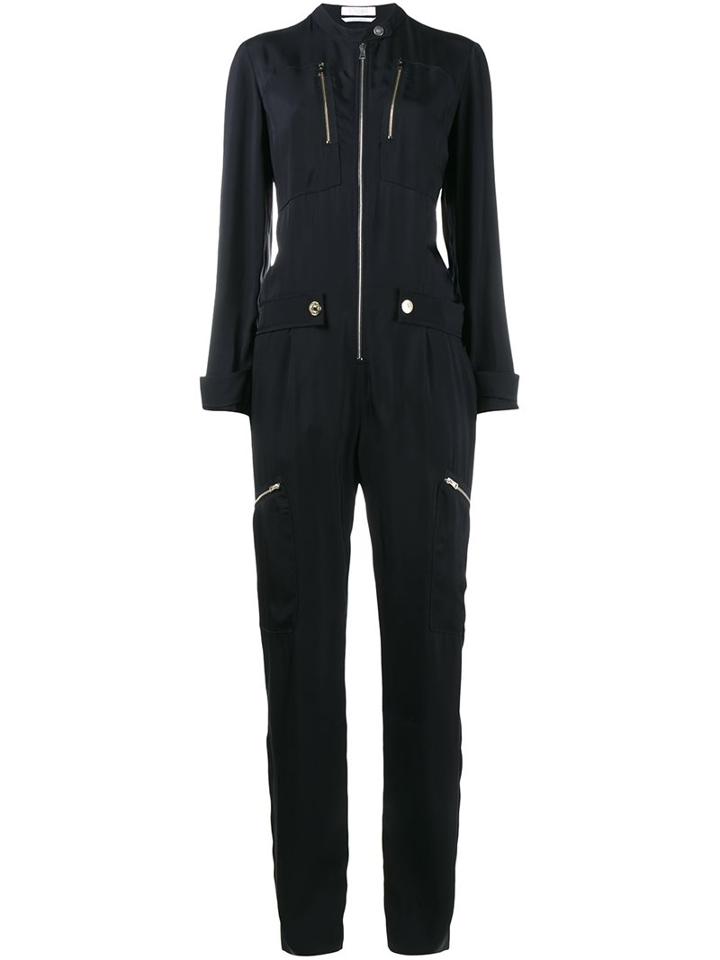 Chloé Zip Front Jumpsuit, Women's, Size: 40, Blue, Viscose/acetate/silk