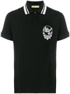 Versace Jeans Logo Embroidered Polo Top - Black