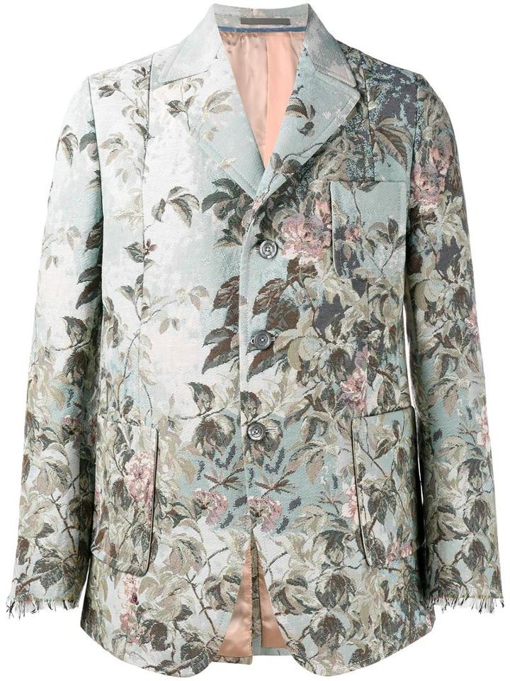 Gucci Floral Jacquard Blazer, Men's, Size: 50, Blue, Polyester/cotton/rayon