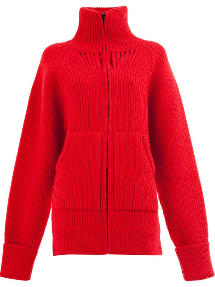 Maison Margiela Oversized Rib Knit Cardigan - Red