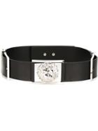 Versus Silver-toned Latch Belt, Women's, Size: 80, Black, Leather