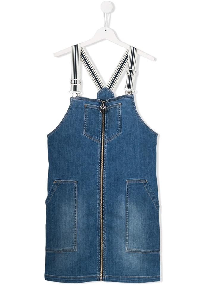 Pinko Kids Front Zipped Denim Dress - Blue