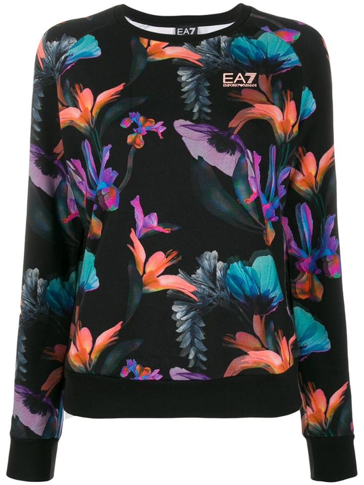 Ea7 Emporio Armani Floral Print Sweater - Black
