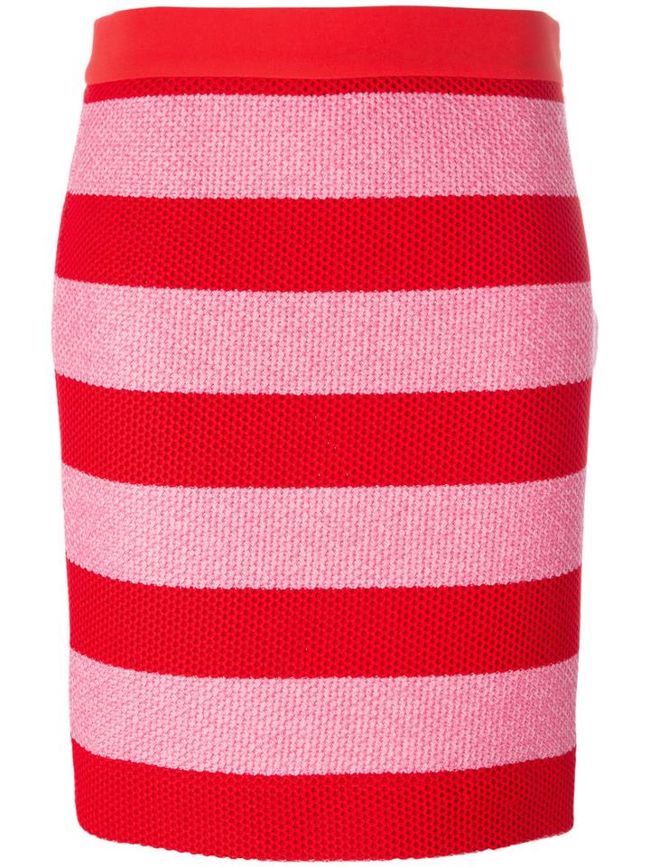 Boutique Moschino Striped Fitted Skirt, Women's, Size: 42, Red, Cotton/polyamide