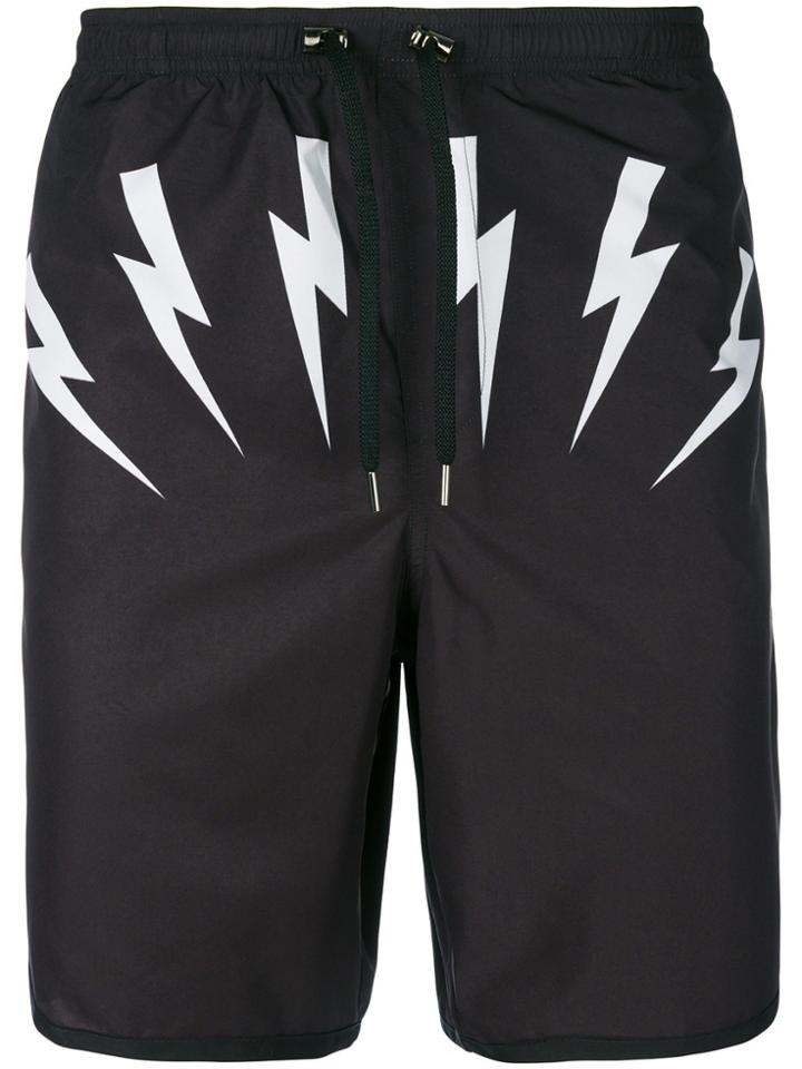 Neil Barrett Lightning Bolt Swim Shorts - Black