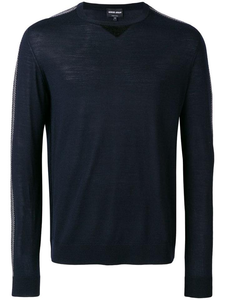 Giorgio Armani Chevron Stripe Jumper - Blue