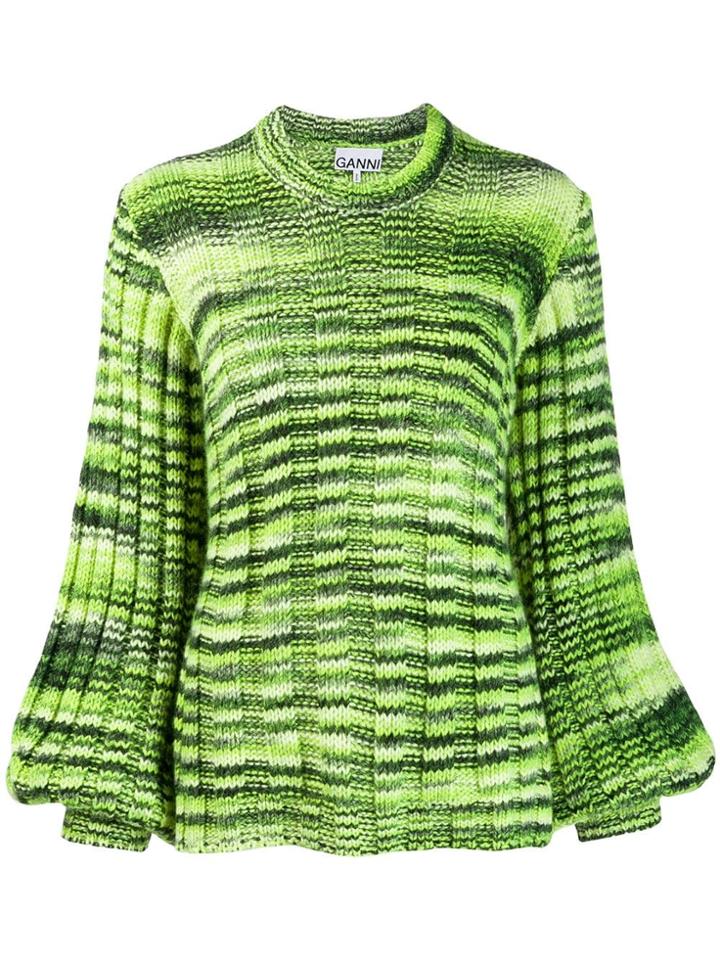 Ganni Ribbed Oversized Jumper - Green
