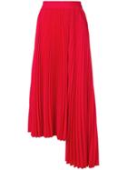Msgm Pleated Asymmetric Skirt - Red