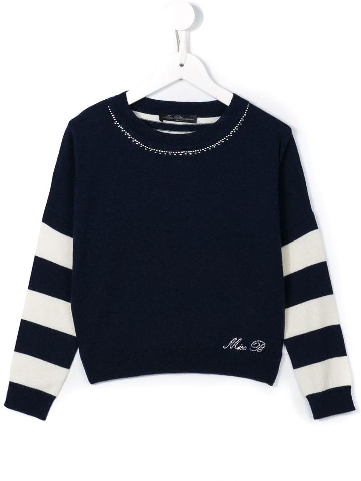 Miss Blumarine Striped Jumper, Girl's, Size: 10 Yrs, Blue