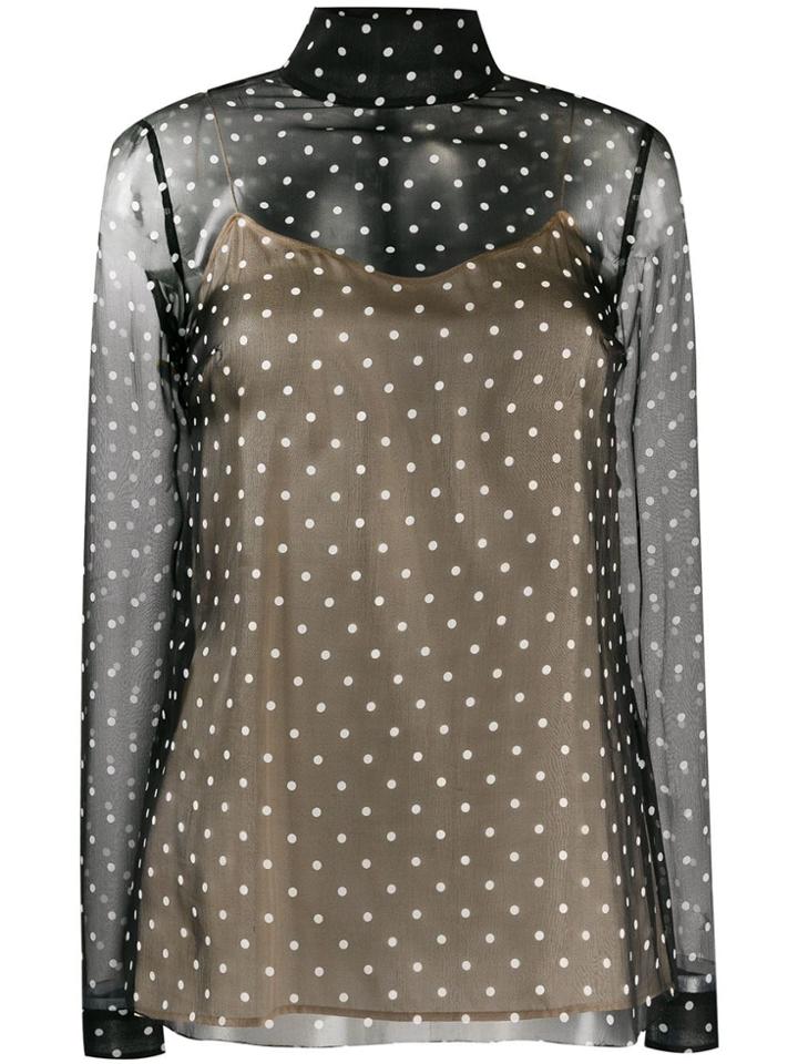 Prada High-neck Chiffon Top - Black