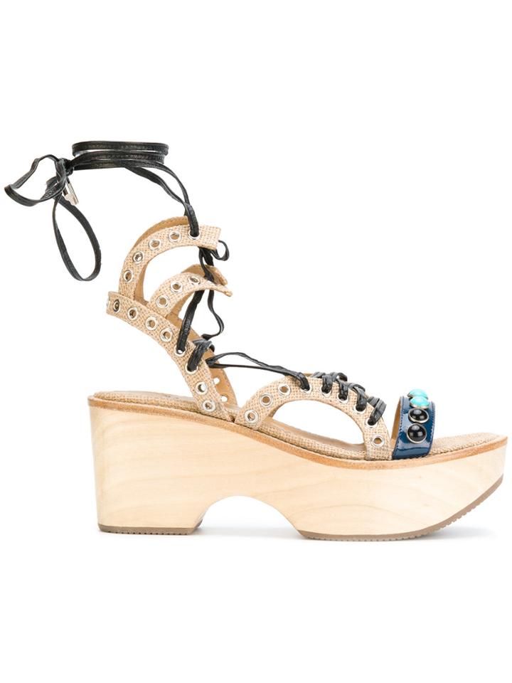 Toga Pulla Platform Studded Sandals - Nude & Neutrals