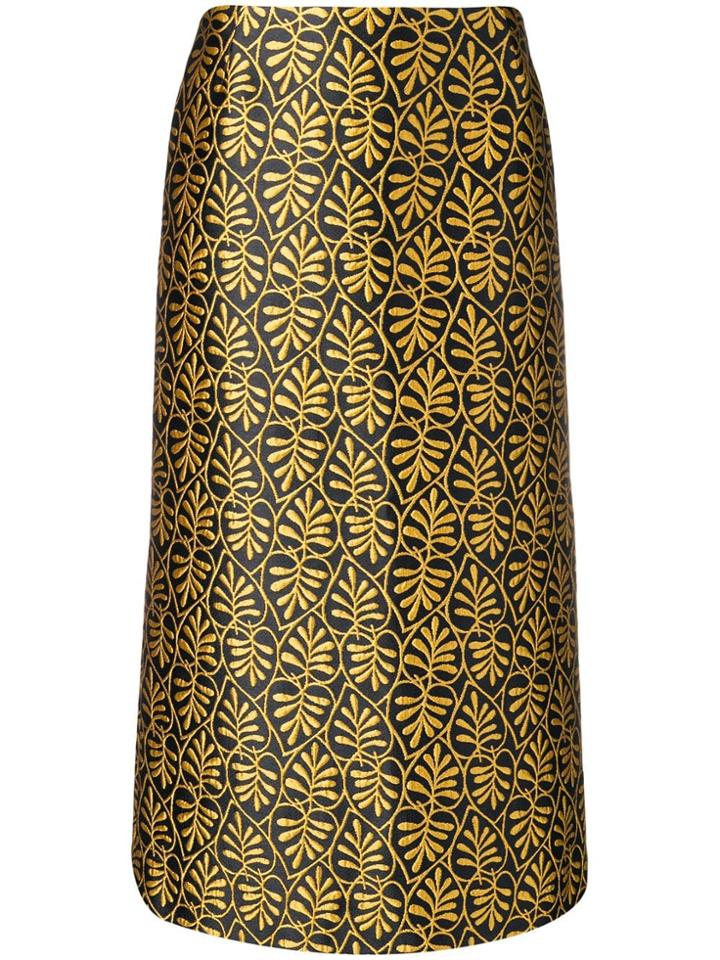La Doublej Jacquard Pencil Skirt - Black