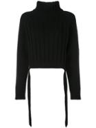 Proenza Schouler Cropped Wool Cashmere Turtleneck Knit Top - Black
