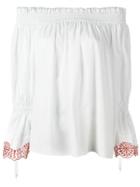 Alexander Mcqueen Smocked Off-the-shoulder Blouse - Red