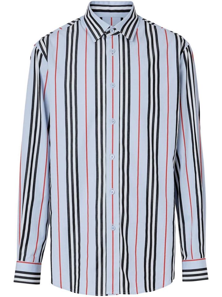Burberry Icon Stripe Poplin Shirt - Blue