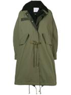 Sacai Contrast Parka Coat - Green