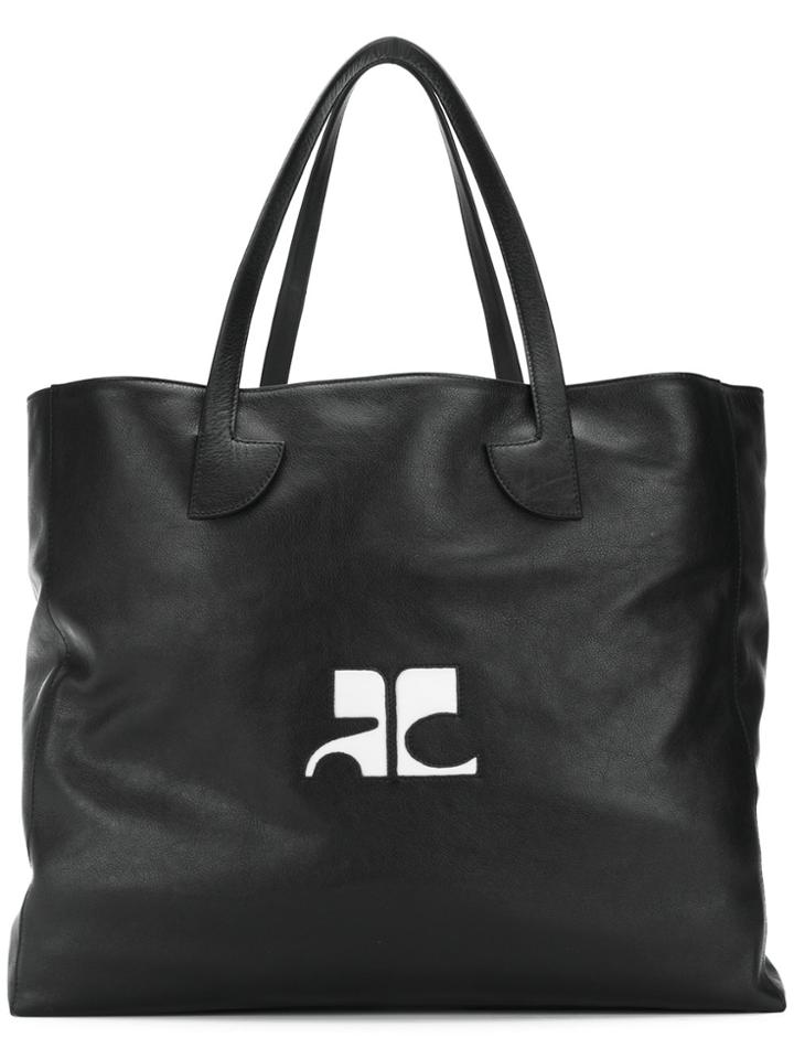 Courrèges Logo Tote Bag - Black