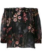 Emporio Armani Floral Print Off-shoulder Blouse - Black