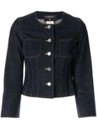 Chanel Pre-owned Collarless Buttoned Denim Jacket - Blue