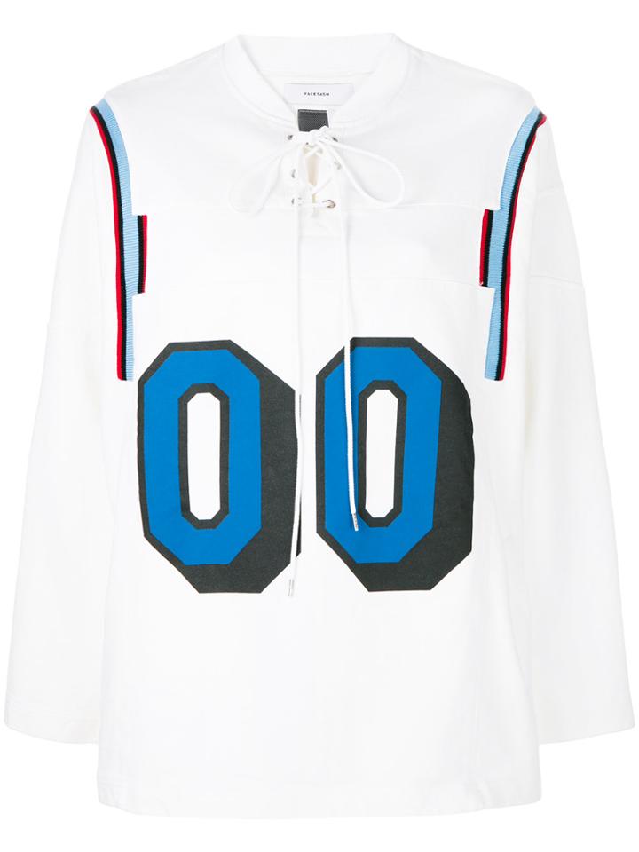 Facetasm Lace-up Oversized Sweatshirt - White