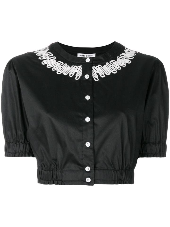 Opening Ceremony Embroidered Crop Top - Black
