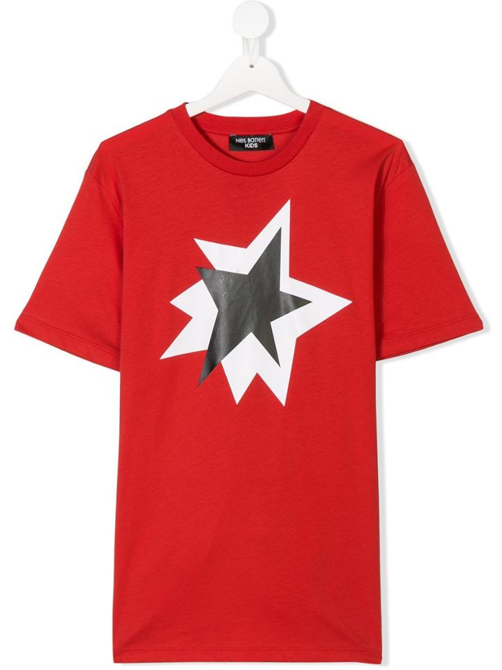 Neil Barrett Kids Teen Double Star Print T-shirt - Red