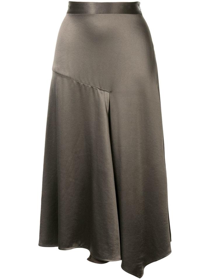 Des Prés Asymmetric Satin Skirt - Brown