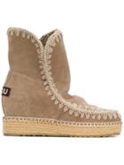 Mou Zig-zag Stitched Boots - Nude & Neutrals