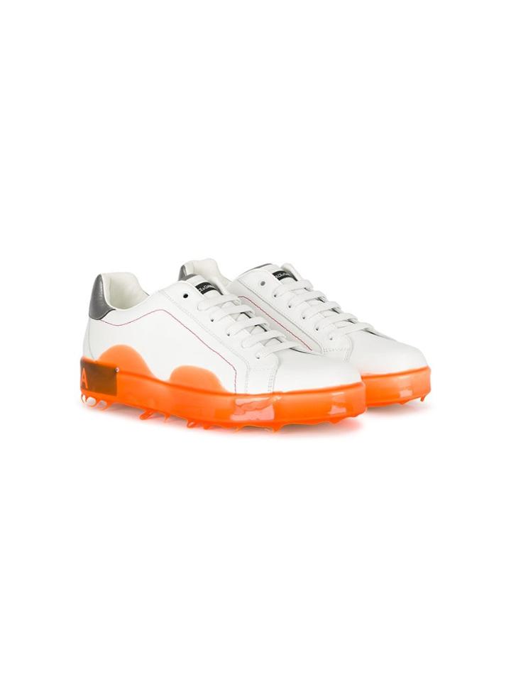 Dolce & Gabbana Kids Wax-effect Sneakers - White
