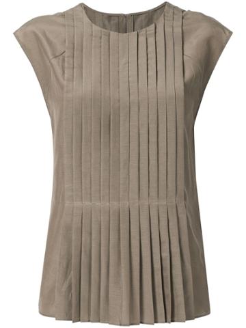 Des Prés Pleated Blouse - Brown