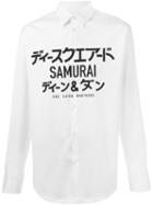 Dsquared2 Classic Samurai Print Shirt, Men's, Size: 54, White, Cotton/spandex/elastane